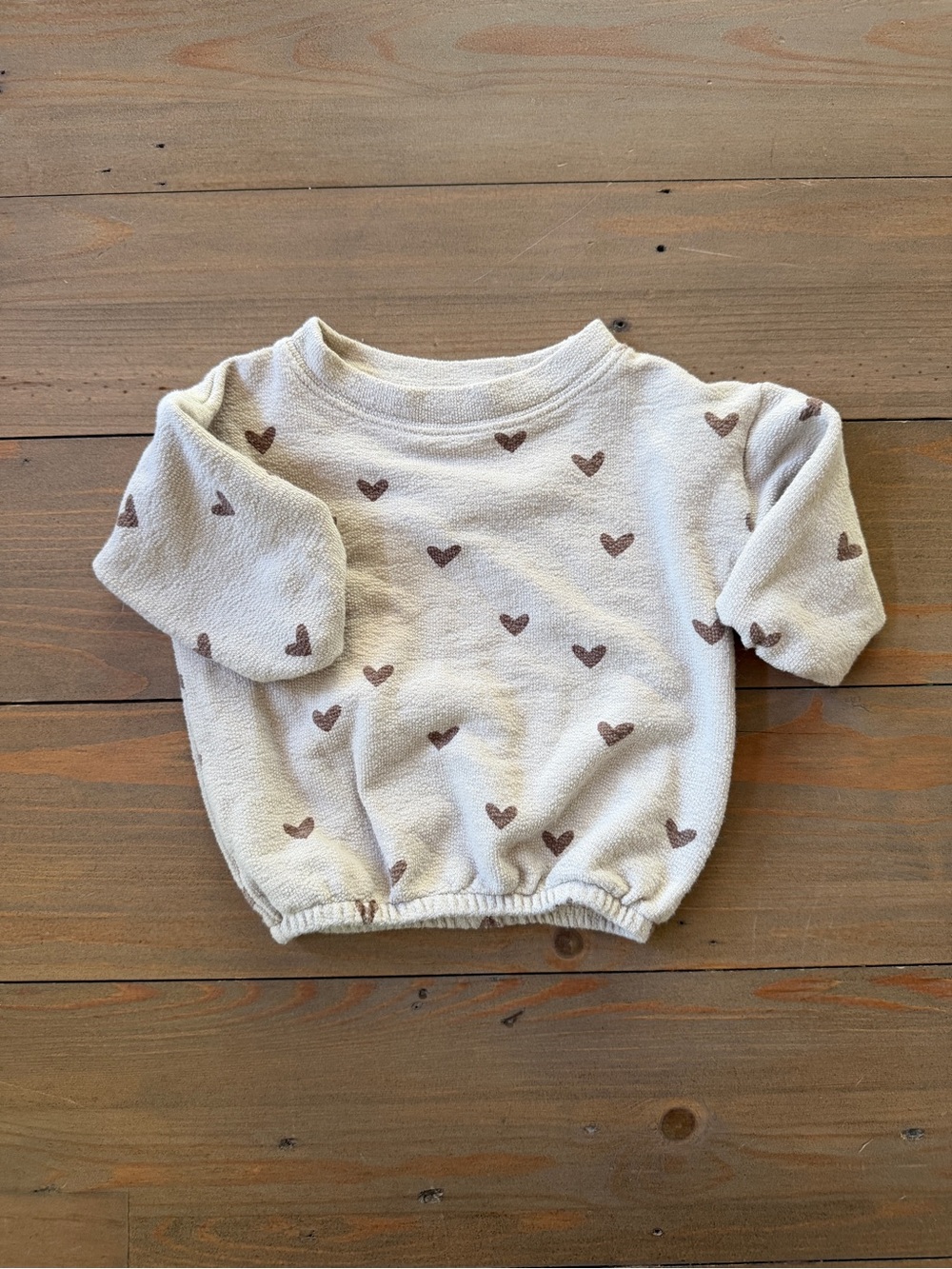 Rylee + Cru Cream Heart Terry Pullover - 0-3 Months